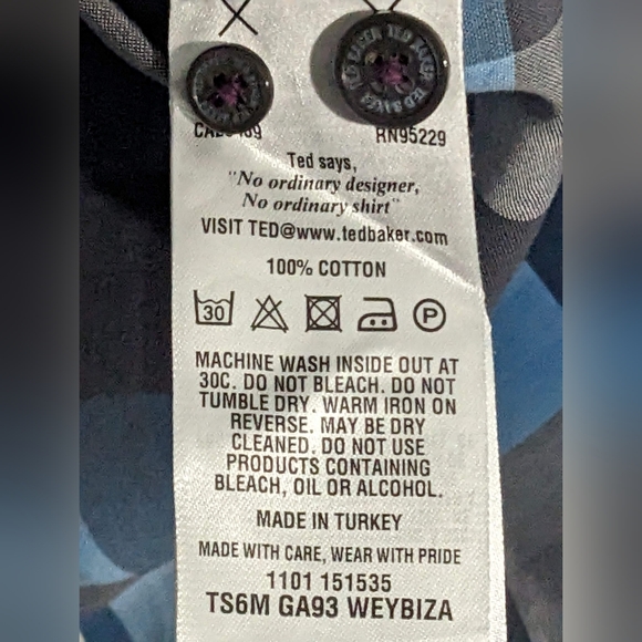 Ted Baker Weybiza Slim Fit Blue Plaid Roll Sleeve Button Down Shirt Size 5 Large - Picture 6 of 8